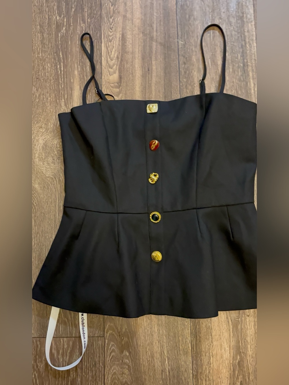 Club L strappy top with accent buttons NWT